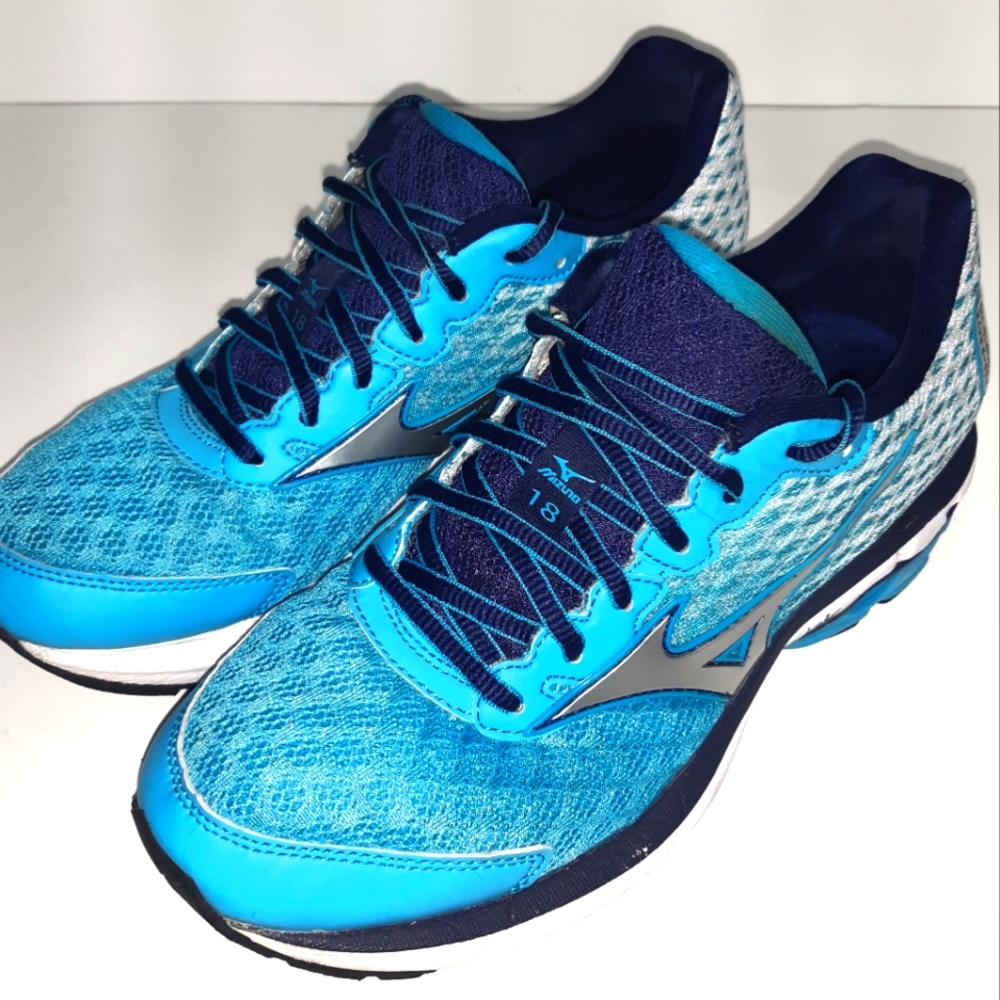 Mizuno Wave Rider 18 Running Shoe Womens Size 7.5 J1GD150304 Blue Turquoise